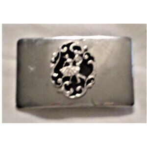 Sq dance BUCKLE silver w/filigree sculpted SD couple on matte black